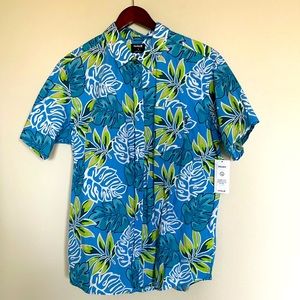 Hurley Blue palm button down men’s shirt Sz L